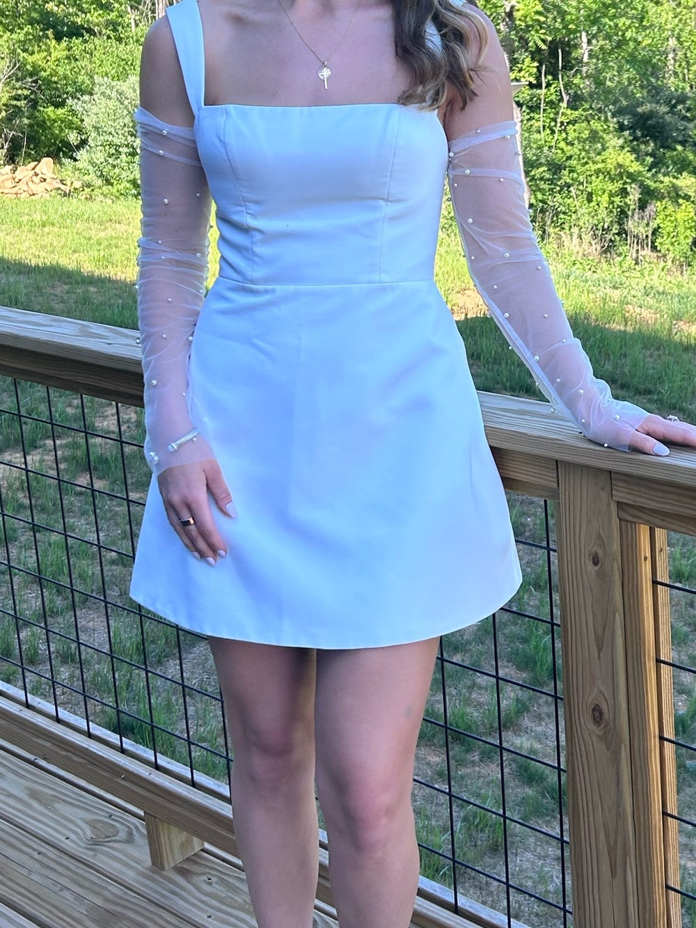 Jenny Yoo Allison Pearl Sleeves Medium - Picture 2 of 5